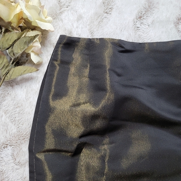 Akris Silk Blend Bronze Shimmer Black Pencil Skirt Size 4 - Picture 4 of 13